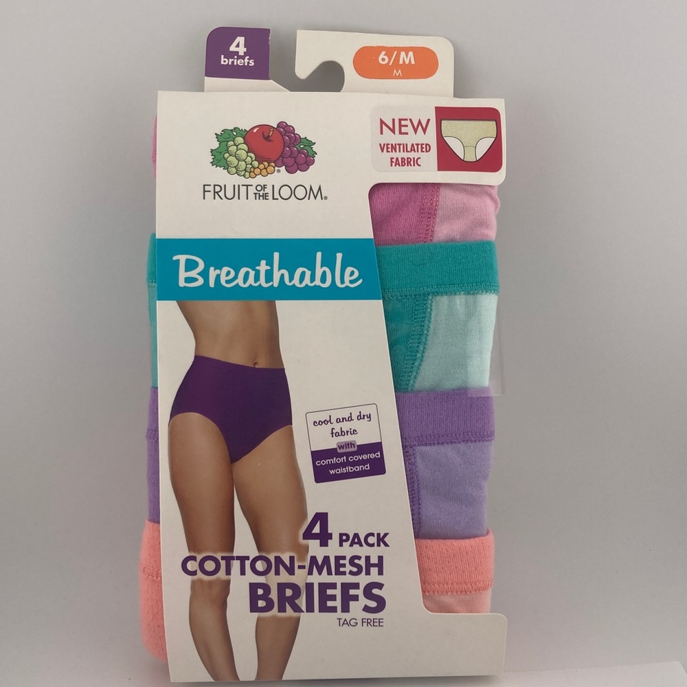 Fruit of the Loom Cotton Mesh Briefs Panties Underwear Size 6 Medium